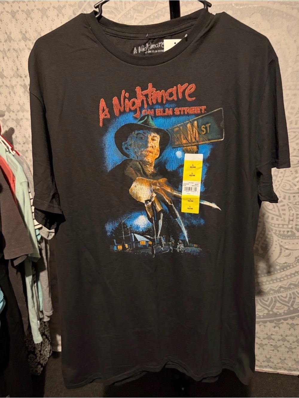 😱 A Nightmare on Elm Street Freddy Krueger Black Graphic Tee | Large | NWT 🔪